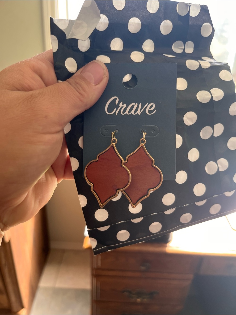 Crave Women's Brown Gold-Trim Moroccan Drop Earrings